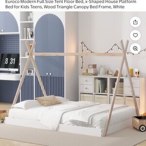 Modern Full Size Tent Floor Bed - White